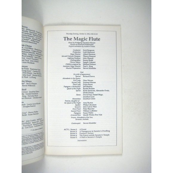 Magic Flute New York City Opera Stagebill October 1992 Lincoln Center NYC - Picture 4 of 6